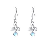 Twoowl Celtic Earrings 925 Sterling Silver Celtic Knot Moonstone Dangling Earrings Hypoallergenic Irish Jewellery Gifts for Women Teen Girls Mother Daughter