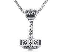Twoowl Celtic Mjolnir Necklace 925 Sterling Silver Thor Hammer Necklace Viking Necklace Norse Amulet Jewellery Gifts Christmas Birthday for Women Men
