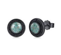 Twoowl Celtic Turquoise Earrings 925 Sterling Silver Turquoise Black Stud Earrings Irish Earrings Celtic Jewellery Gifts Birthday Christmas for Women Men