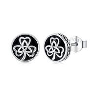 Twoowl Four Leaf Clover Earrings 925 Sterling Silver Celtic Clover Stud Earrings Irish Jewellery Gifts for Men Women