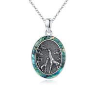 Twoowl Giraffe Necklace 925 Sterling Silver Giraffe Pendant with Abalone Shell Giraffe Jewellery Gifts for Women Girls