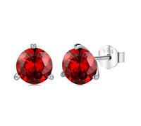 Twoowl January Earrings 925 Sterling Silver Dainty Small Birthstone Cubic Zirconia Garnet Stud Earrings Birthstone Red Jewellery Gifts for Women Wife Mom