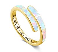 Twoowl Opal Ring 925 Sterling Silver Gold White Opal Ring Adjustable Rings Opal Jewellery Gifts for Women Girls Birthday