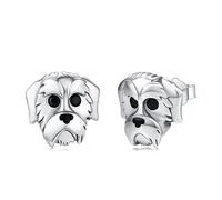 Twoowl Sterling Silver Cute Dog Earrings - Schnauzer Design, Hypoallergenic, Ladies & Teenagers Gift for Dog Lovers