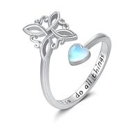 Twoowl Witches Knot Ring 925 Sterling Silver Adjustable Moonstone Witch Ring Celtic Knot Amulet Wiccan Pagan Protection Jewellery Gifts for Women Girls