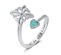 Twoowl Witches Knot Ring 925 Sterling Silver Adjustable Turquoise Crushed Witch Ring Celtic Knot Amulet Wiccan Pagan Protection Jewellery Gifts for Women Girls