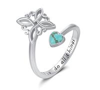Twoowl Witches Knot Ring 925 Sterling Silver Adjustable Turquoise Witch Ring Celtic Knot Amulet Wiccan Pagan Protection Jewellery Gifts for Women Girls