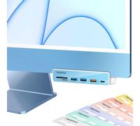 TWOPAN iMac USB C Hub Multiport Adapter, 6 in 1 USB C to USB Adapter iMac 2021, USB Hub for Laptop, iMac 24 inch 2021, USB Splitter with USB 3.0 Port, Micro/SD Card Readers & Panels, Green (T7-M6)