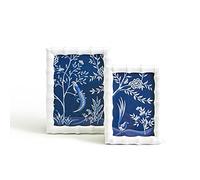 Two's Company Aviary White Bamboo Picture Frames, Wall Decor, Tabletop Photo Display, Decorative Frames for Home Decorations - Set of 2