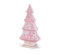 Two's Company Chinoiserie Pastel Pink Tree Figurine, 12.25-inch Height, Dolomite, for Home Décor, Christmas, Holiday Tradition