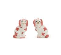 Two's Company Pink Staffordshire Dog Salt and Pepper Shaker Set, Ceramic, 3.5-inches Height