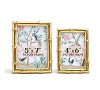 Two's Company Set of 2 Gold Faux Bamboo Photo Frames
