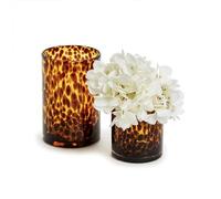 Two's Company Set of 2 Tortoise Candleholder Vase, Includes 2 Sizes, Tealight and Votive, Glass, 4 and 5 inches Height, 54907