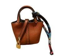 Two's Company Tiny Tote Bag Charm, Vegan Leather PU Accessory Mini Handbag Charm for Tote Bags and Purses, Brown, S