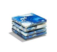 Two's Company Tozai Set of 4 Blue Agate Coasters with Resin Base