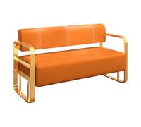 TwoSeater Reception Sofa Chairs Modern Waiting Room Seating Stylish PU & Foam Upholstery Durable Stainless Steel Frame Ideal for Offices & Living Rooms (120x55x73cm/47x22x29in)