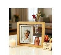 Twotigers 2.8’’ Small Urn for Human Ashes and Memorial Picture Frame Hold a 4’’ x 6’’ Photo, Mini Rose Gold Keepsake Urn with Picture Frame