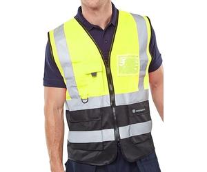 Twotone Executive Hi-Vis Safety Yellow & Black Waistcoat