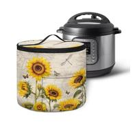 Twousenru Vintage Sunflower Dragonfly Electric Pressure Cooker Cover with Pocket Air Fryer Dust Cover Insulated Kitchen Appliance Protector for Instant Pot Accessories Gifts Heavy Duty Travel Home