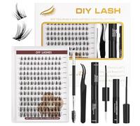 TwoWin Individual Eyelashes 144Pcs 10-16mm Mixed Trays, Fluffy Wispy D Curl DIY Lash Clusters Extensions Kit with Lash Bond and Seal, Remover, Tweezers (DF12)