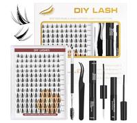 TwoWin Volume Cluster Lashes 120Pcs 10-16mm Mixed Trays D Curl, Thick Fluffy Russian Eyelash Extensions Kit with Lash Bond and Seal, Remover, Tweezers, Wispy Individual Lashes for DIY (SH10)