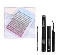 TwoWin Volume Cluster Lashes 240Pcs 60D 80D 10-16mm Mixed Trays D Curl, Thick Fluffy Russian Eyelash Extensions Kit with Lash Bond and Seal, Remover, Tweezers, Wispy Individual Lashes for DIY