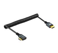 Twozoh 90° Degree Coiled Mini HDMI to HDMI Cable, Right Angled Mini HDMI to HDMI Coiled Cable Support 4K/3D 1080p Extend up to 1.5M