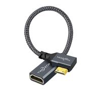 Twozoh 90° Degree Left Angle Mini HDMI Male to HDMI Female Cable 0.2M, Angled Mini HDMI to HDMI Adapter Cable Support 3D/4K 1080p