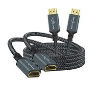 Twozoh HDMI Extension Cable 0.5M 2 Pack, 4K HDMI Extender Male to Female Lead, Nylon Braided HDMI 2.0 Cable Adapter support 4K@60Hz 3D HDR