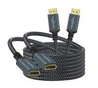 Twozoh HDMI Extension Cable 2M 2 Pack, 4K HDMI Extender Male to Female Lead, Nylon Braided HDMI 2.0 Cable Adapter support 4K@60Hz 3D HDR