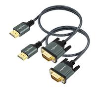 Twozoh HDMI to VGA Cable 2M 2 Pack. Aluminum alloy shell Nylon Braided & Gold-Plated HDMI VGA Support 1080P/60HZ for Desktop, Laptop, PC, Monitor, Projector, HDTV