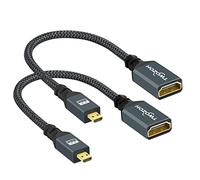 Twozoh Micro HDMI to HDMI Adapter 2 Pack, Micro HDMI Male to HDMI Female Braided Cable Support 4K/60Hz 1080p GoPro Hero 7 Raspberry Pi 4 Sony A6000 Camera