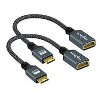 Twozoh Mini HDMI to HDMI Adapter 2 Pack, Mini HDMI Male to HDMI Female Braided Extension Cable Support 3D 4K 1080p Camcorder, Graphics Card, Laptop, Tablet, HDTV, Projector