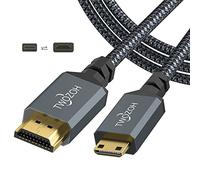 Twozoh Mini HDMI to HDMI Cable 5M, 4K 60Hz High Speed HDMI to Mini HDMI 2.0 Braided Lead
