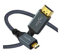 Twozoh Short Micro HDMI to HDMI Cable 10M, Nylon Braided HDMI Cable A to Micro HDMI D, Supports 3D 4K/60Hz 2.0 1080p
