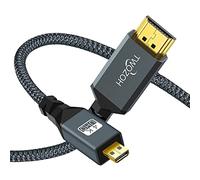 Twozoh Short Micro HDMI to HDMI Cable 1M, Nylon Braided HDMI Cable A to Micro HDMI D, Supports 3D 4K/60Hz 2.0 1080p