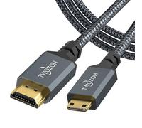 Twozoh Short Mini HDMI to HDMI Cable 0.3M, 4K/60Hz High Speed HDMI to Mini HDMI 2.0 Braided Lead