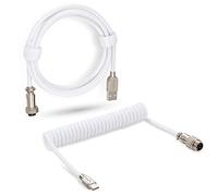 Twozoh USB C Keyboard Coiled Cable, Braided Detachable Aviator Double Sleeve Type C Mechanical Keyboard Cable (White)