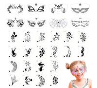 Twpribarn 28 Pcs Face Paint Stencils Kit - Reusable Face Tattoo Painting Templates for Kids - Mix03