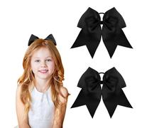 Twpribarn 2Pcs Cheer Bows - Elastic Band Bows Hair Accessories for Ponytail Holder, Scrunchies - School Sports Cheerleading, Softball - Black