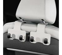 TWQBHSH 2 PCS Double Hook Holder Car Hooks for Headrest, Compatible with Roewe i6 MAX Ei5 750 950 e50 e550 e950 D6, Leather Headrest Hooks Organizer Accessories, Off White