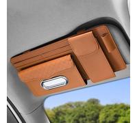 TWQBHSH Car Sun Visor Organizer, Compatible with VAUXHALL Astra Adam Insignia Corsa, Storage Pouch Car Holder with Strap for Sunglass, Tissues, Pen,Brown