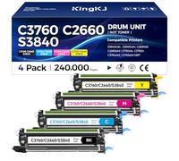 TWR5P S3840 S3845 C2660 Drum Unit Set 4-Pack Replacement for Dell TWR5P 331-8434 lmaging Unit to Use with Dell S3840cdn S3845cdn C2660dn C2665dnf C3760dn C3760n C3760dnf C3765dnf Color Laser Printer