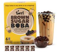 Twrl Brown Sugar Boba Pearls for Bubble Tea, 6 Single-Serve Packs