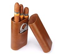 TWRmbo 3pcs Portable Humidors Imported Cedar Wood Humidor Lining and Stainless Steel Cigar Cutter