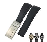 TWRQA 20mm 21mm Rubber Silicone Watchband Fit for Rolex Submariner GMT OYSTERFLEX Daytona DEEPSEA Waterproof Strap (Color : Black 1, Size : 21mm)