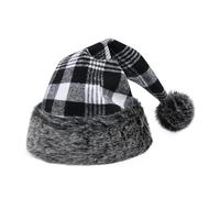 TWSANTAMAS Christmas Hat,Classic Buffalo plaid patterns Santa Hat， Personalized santa hat,Xmas Holiday Hat for Unisex (Black Buffalo plaid)