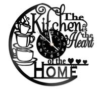 Twshiny Kitchen Wall Clock, Elegant Vinyl Record Black Wall Clocks Silent Non-Ticking Modern Metal Clock for Living Room Bedroom Office Wall Decor
