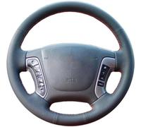 TWSIT Hand Sewn Steering Wheel Cover for Hyundai Santa Fe 2006-2012 Breathable Anti-Slip DIY Sewing with Needle Thread Black