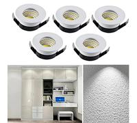 TWSOUL 5 Pack Mini Recessed LED Spotlights,3W Aluminum Alloy Spot Lamp Ceiling Light with Transformer LED Downlights for Corridor Wine Cabinet Cupboard Living Room (Cool Light)